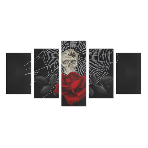 Gothic Skull, Spider And Spider Web Canvas Print Sets C (No Frame)