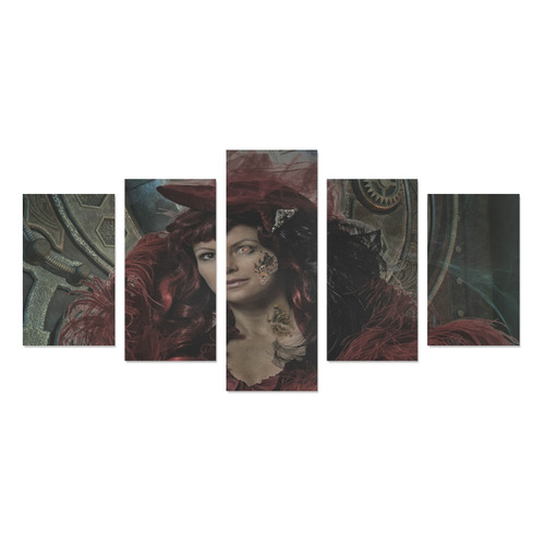 Fantastic Victorian Steampunk Lady Canvas Print Sets C (No Frame)