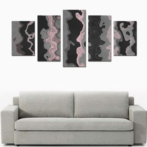 vintage pink black gray 6 Canvas Print Sets D (No Frame)