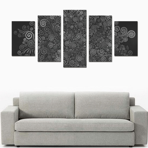 3D Psychedelic Black and White Rose Canvas Print Sets D (No Frame)