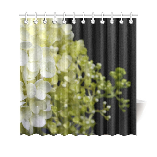 White Hydrangea Floral Nature Art Shower Curtain 69"x70"