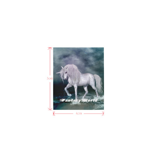 Wonderful white unicorn on the beach Logo for Men&Kids Clothes (4cm X 5cm)