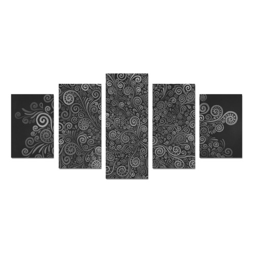 3D Psychedelic Black and White Rose Canvas Print Sets D (No Frame)