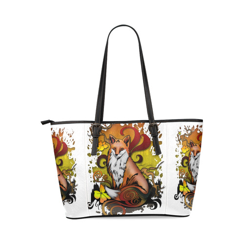 Outdoor Fox Leather Tote Bag/Large (Model 1640)