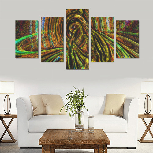 Red Green Yellow Blue Silk Canvas Print Sets C (No Frame)