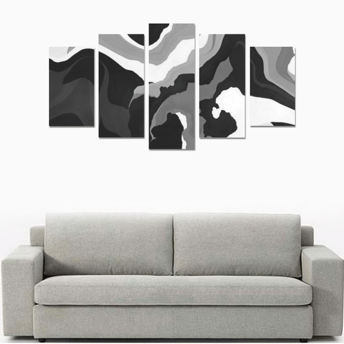 Black gray and white abstract Canvas Print Sets A (No Frame)