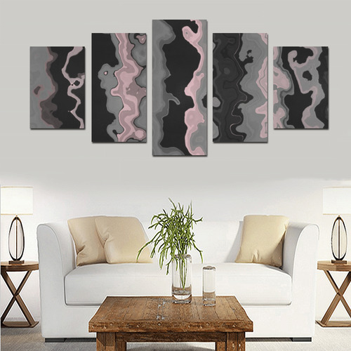 vintage pink black gray 6 Canvas Print Sets D (No Frame)