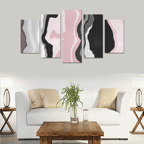 vintage pink black gray 7 Canvas Print Sets A (No Frame)