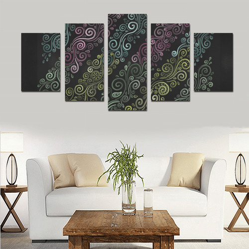 3D Psychedelic pastel rainbow Canvas Print Sets D (No Frame)