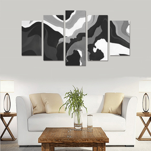 Black gray and white abstract Canvas Print Sets A (No Frame)