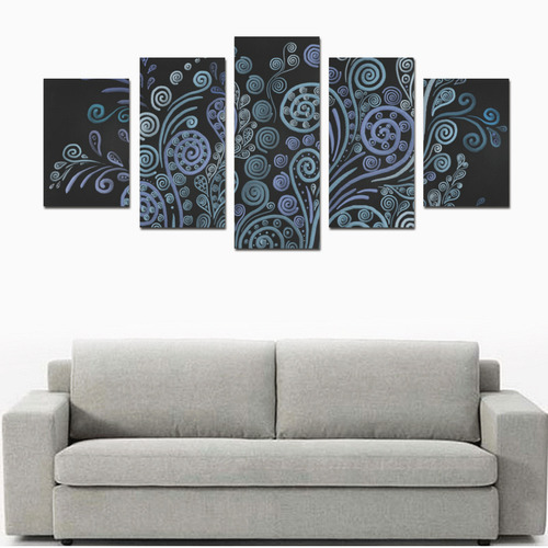 3D psychedelic ornaments, blue Canvas Print Sets D (No Frame)