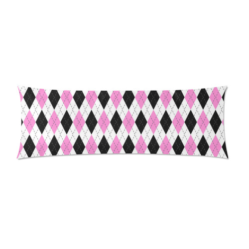 pink white black and gray argyle Custom Zippered Pillow Case 21"x60"(Two Sides)