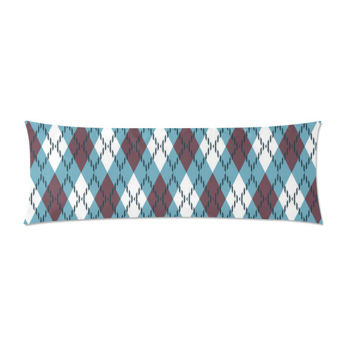 bLue white and burgundy argyle Custom Zippered Pillow Case 21"x60"(Two Sides)