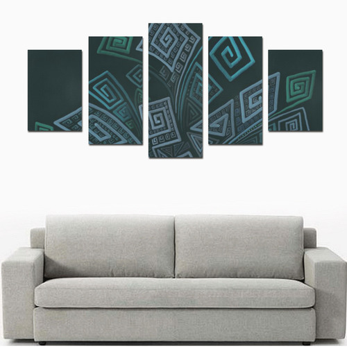 3D Psychedelic Abstract Square Spirals Explosion Canvas Print Sets D (No Frame)