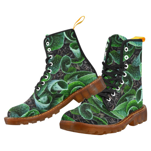 Green Leaves Floral Nature Pattern Martin Boots For Women Model 1203H