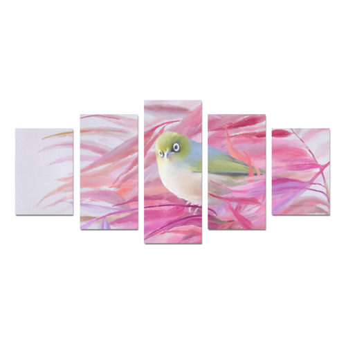 Cute SilverEye, angry bird watercolor Canvas Print Sets D (No Frame)