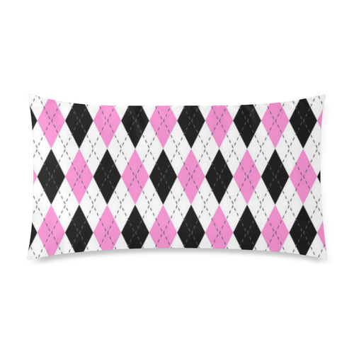 pink white black and gray argyle Custom Rectangle Pillow Case 20"x36" (one side)
