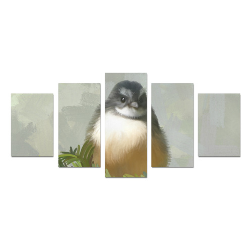 Fantail Chick in Forrest, pastel, watercolor bird Canvas Print Sets D (No Frame)