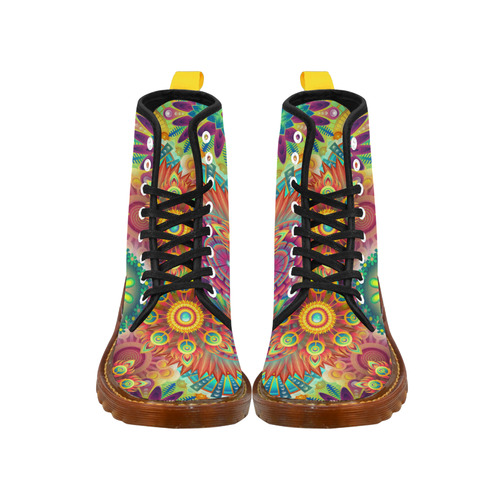 Trippy Psychedelic Floral Pattern Red Blue Martin Boots For Women Model 1203H