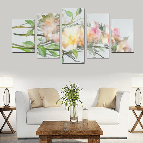 Blend Roses, floral watercolor Canvas Print Sets D (No Frame)