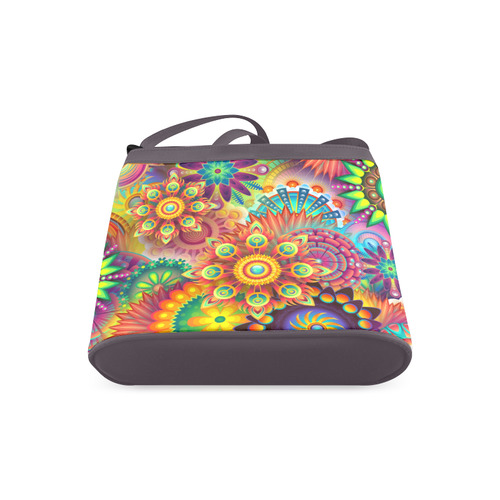 Trippy Psychedelic Floral Pattern Red Blue Crossbody Bags (Model 1613)