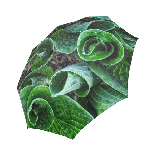 Green Leaves Floral Nature Pattern Auto-Foldable Umbrella (Model U04)