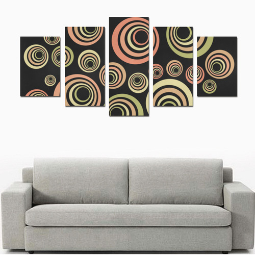 Groovy 60's Classic Pattern Fun Retro Pop-art Canvas Print Sets D (No Frame)