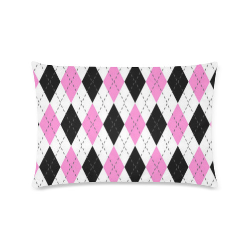 pink white black and gray argyle Custom Rectangle Pillow Case 16"x24" (one side)