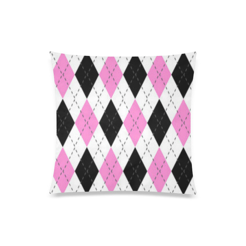 pink white black and gray argyle Custom Zippered Pillow Case 20"x20"(One Side)