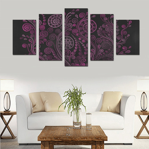 3D psychedelic ornaments, magenta Canvas Print Sets D (No Frame)