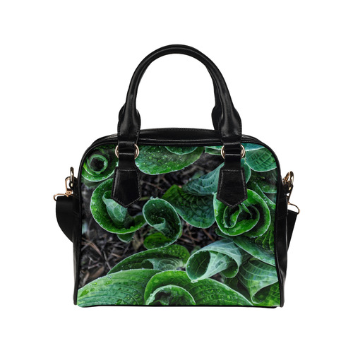 Green Leaves Floral Nature Pattern Shoulder Handbag (Model 1634)