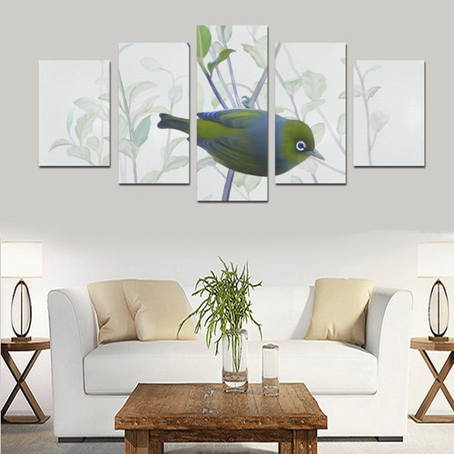 Silvereye, bird in tree, watercolor Canvas Print Sets D (No Frame)