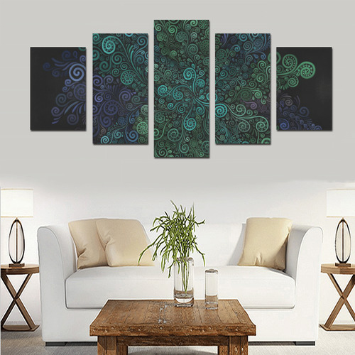 3D Psychedelic Turquoise Rose Canvas Print Sets D (No Frame)