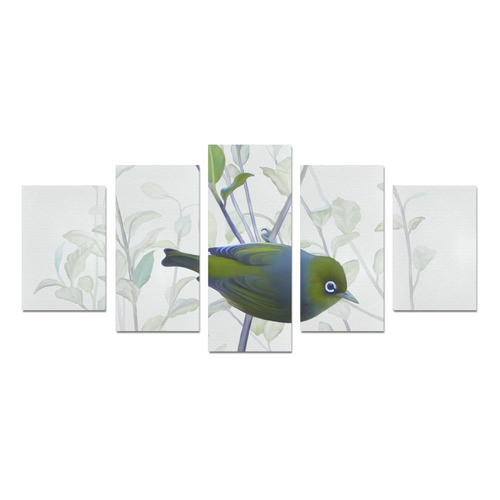 Silvereye, bird in tree, watercolor Canvas Print Sets D (No Frame)