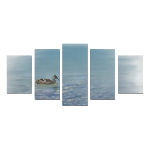 Swimming Duck, watercolor bird Canvas Print Sets D (No Frame)