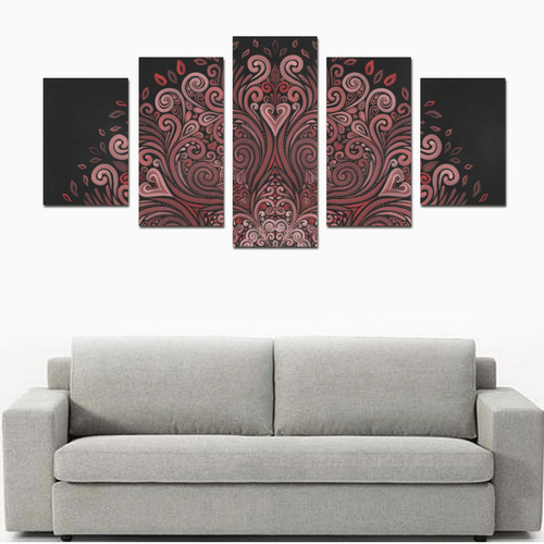 Red, orange, pink and brown 3D Mandala Pattern Canvas Print Sets D (No Frame)