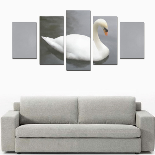 Swan - watercolor bird Canvas Print Sets D (No Frame)