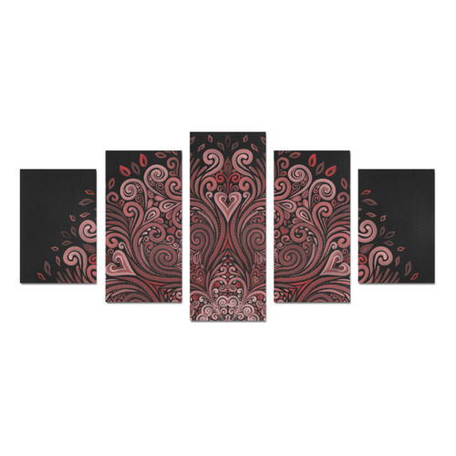 Red, orange, pink and brown 3D Mandala Pattern Canvas Print Sets D (No Frame)