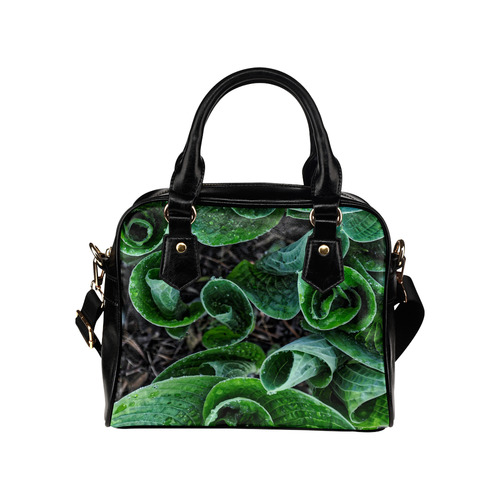 Green Leaves Floral Nature Pattern Shoulder Handbag (Model 1634)
