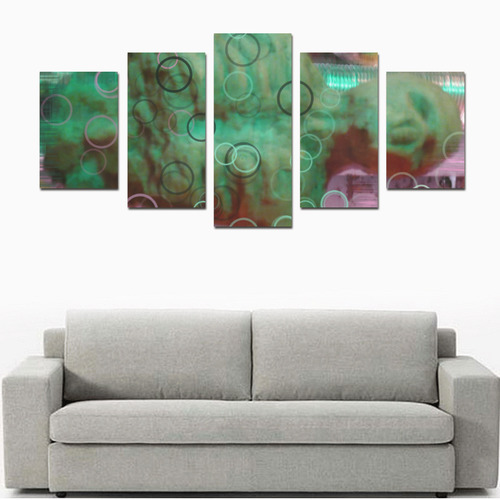 Green Orange Pink Nightmare Glitch photomanip Canvas Print Sets D (No Frame)