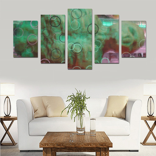 Green Orange Pink Nightmare Glitch photomanip Canvas Print Sets D (No Frame)