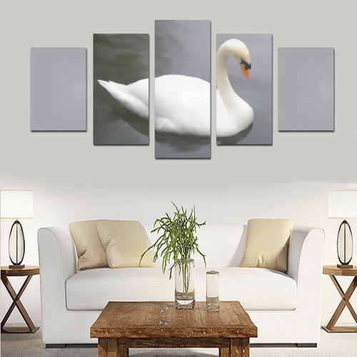 Swan - watercolor bird Canvas Print Sets D (No Frame)