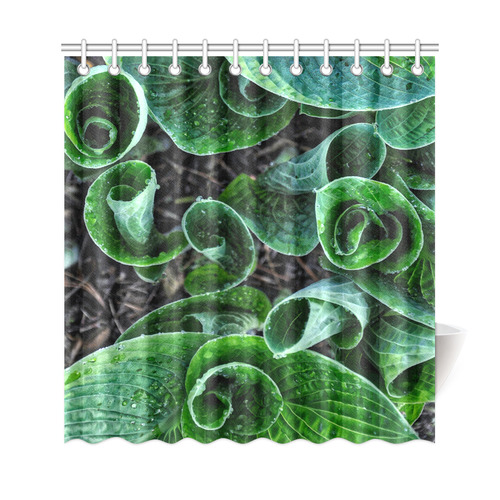 Green Leaves Floral Nature Pattern Shower Curtain 69"x72"