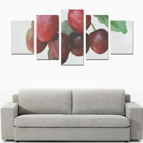 Sour Cherries, watercolor, fruit Canvas Print Sets D (No Frame)