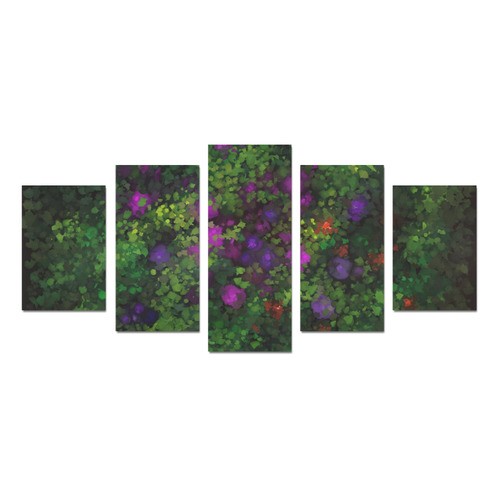 Wild Rose Garden, Oil painting. Red, purple, green Canvas Print Sets D (No Frame)