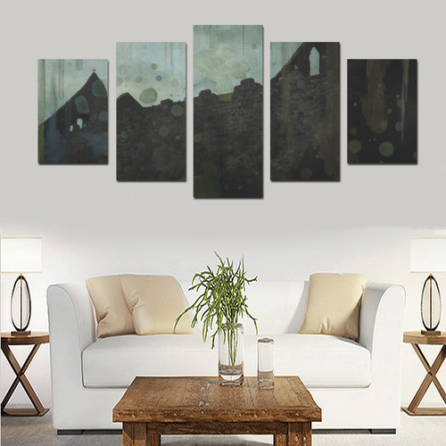 Celtic ruins, photo and watercolor, spooky horror Canvas Print Sets D (No Frame)