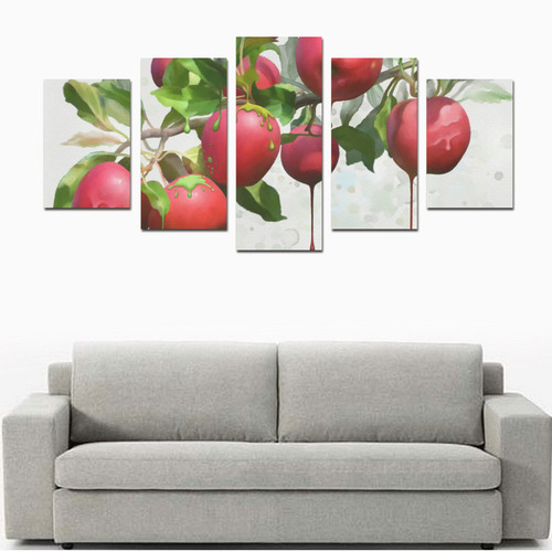 Melting Apples, fruit watercolors Canvas Print Sets D (No Frame)