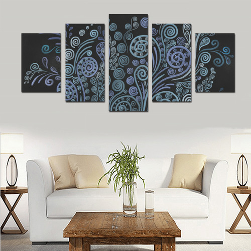 3D psychedelic ornaments, blue Canvas Print Sets D (No Frame)