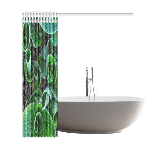 Green Leaves Floral Nature Pattern Shower Curtain 69"x72"