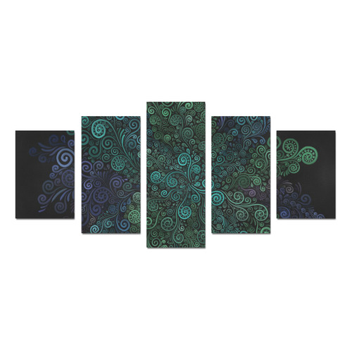 3D Psychedelic Turquoise Rose Canvas Print Sets D (No Frame)